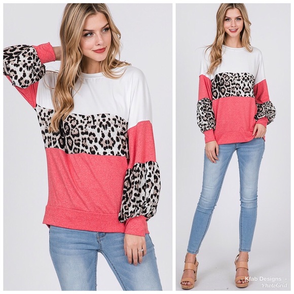 🥰LAST 1! Color Block Animal Print Top!! - Picture 4 of 6